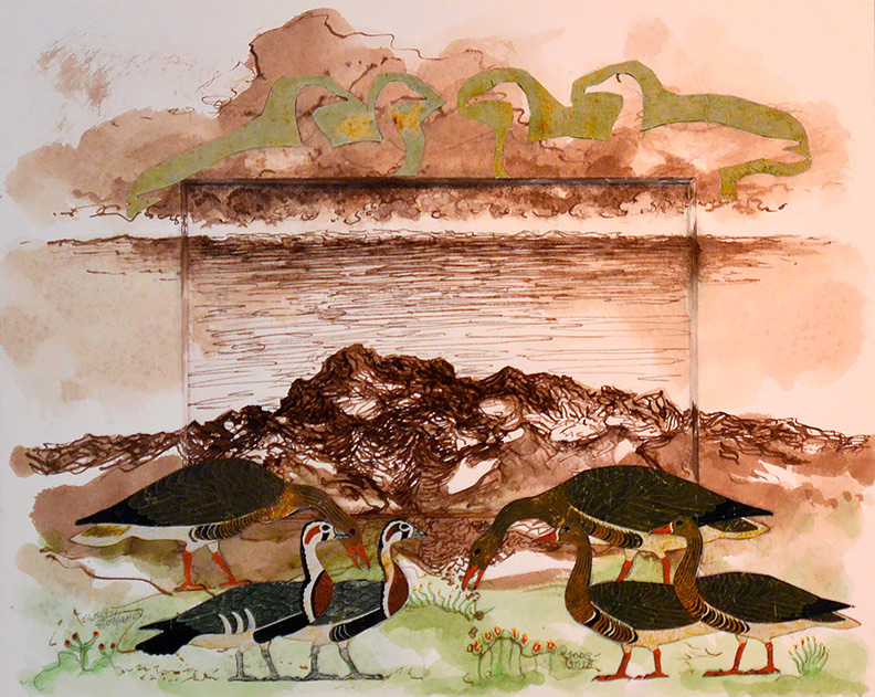 Christy Bergland Collaboratives, A Gaggle of Ancient Egyptian Geese Visit the Maine Coast